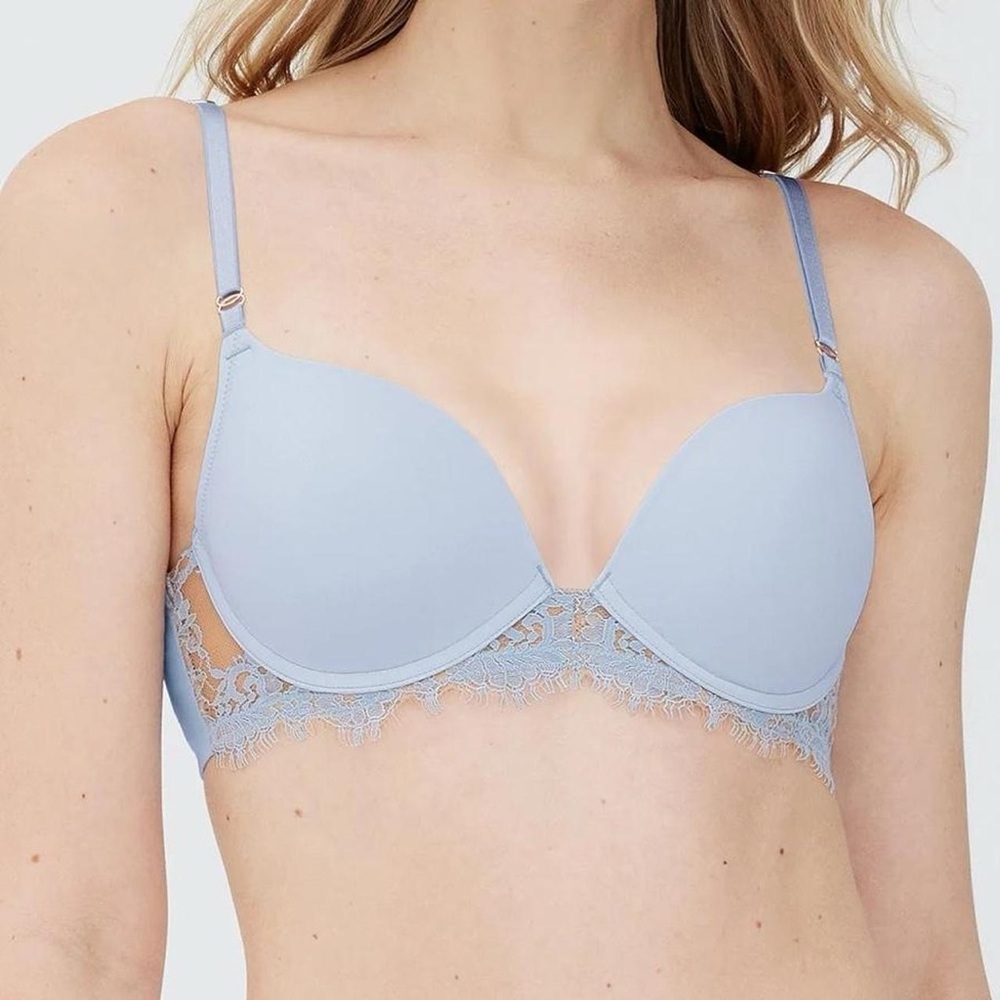 Light Blue Lace Trim Bra